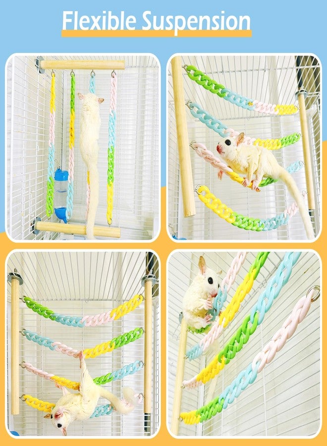 Jevnd 2Pcs Sugar Glider Climbing Toys, Natural Wood with Sturdy Colorful Chains Hanging Toys Sugar Glider Cage Accessories, Wobble-Free Rat Enrichment Toys for Small Animals and Parrots - Image 5